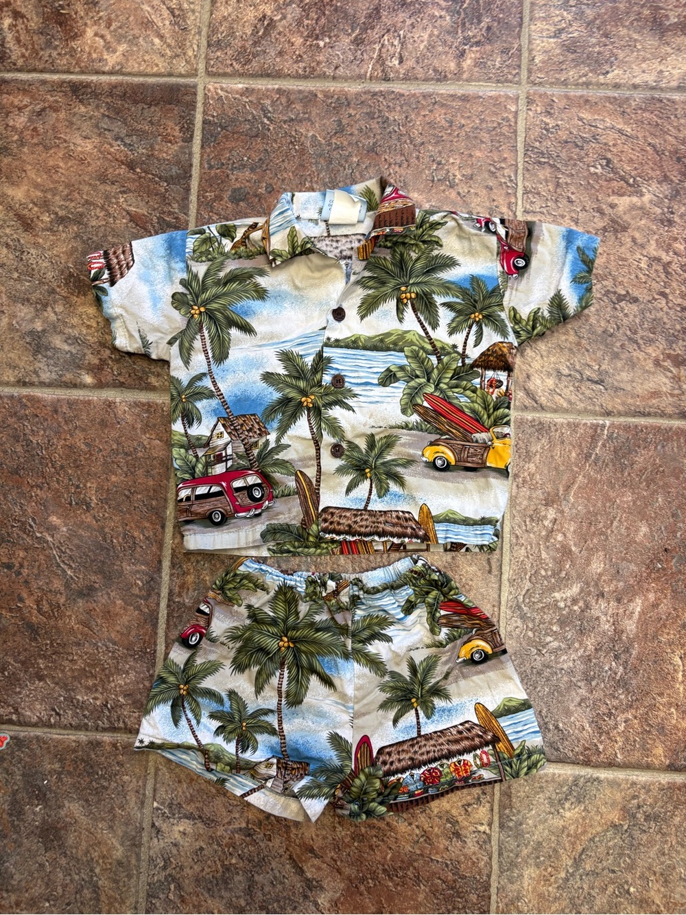 Tropical Palm Print Kids Matching Set
